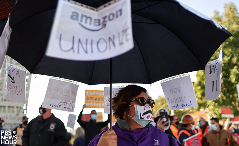 amazon workers rally union