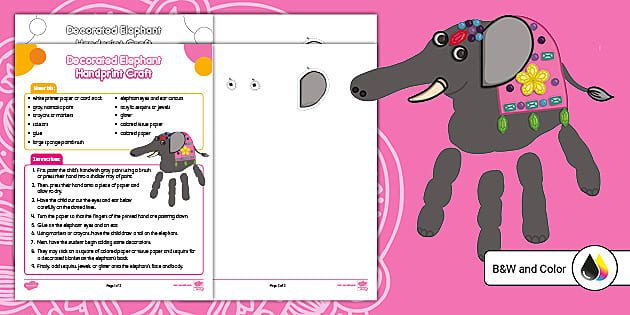 Decorated Elephant Handprint Craft
