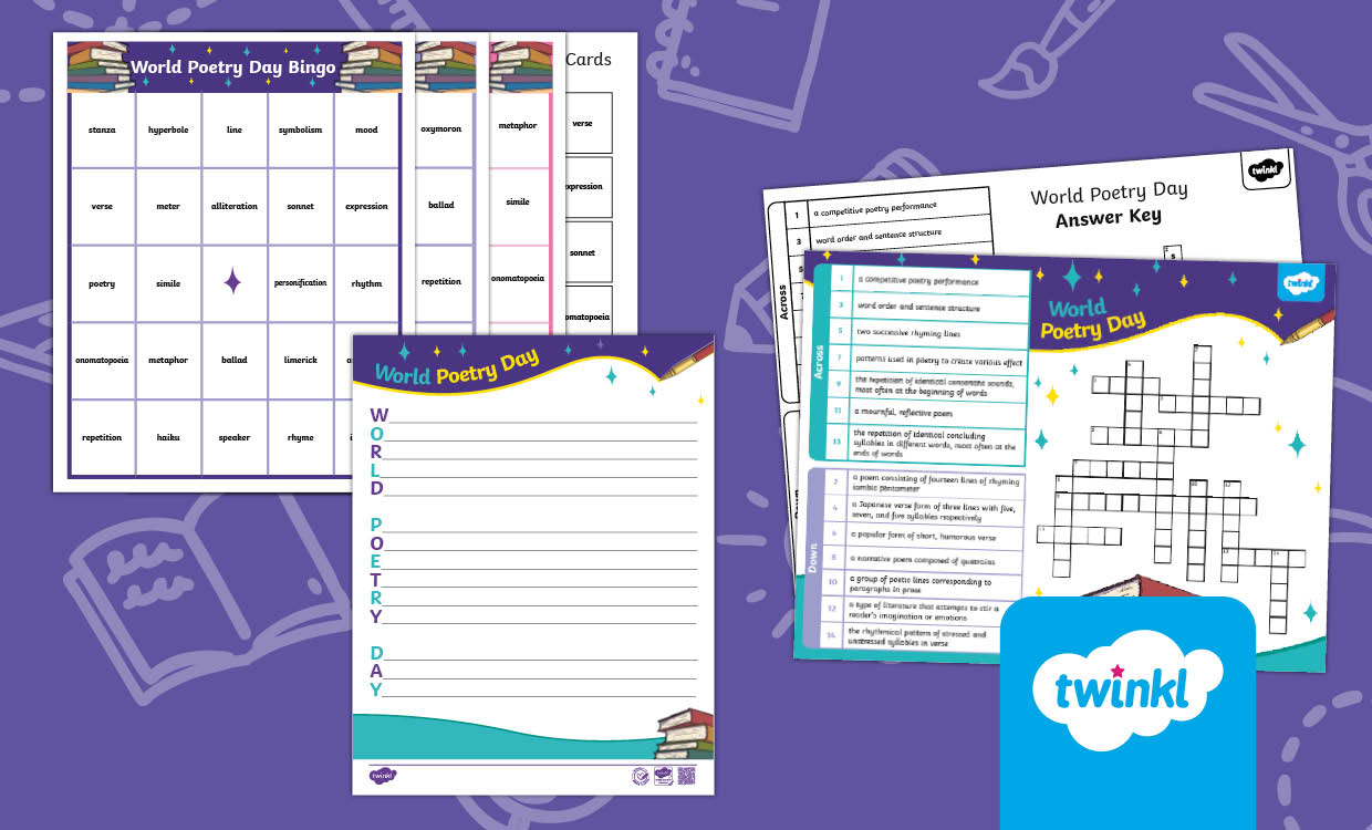 World Poetry Day Lesson Starter Activity Pack for 3rd-5th Grade
