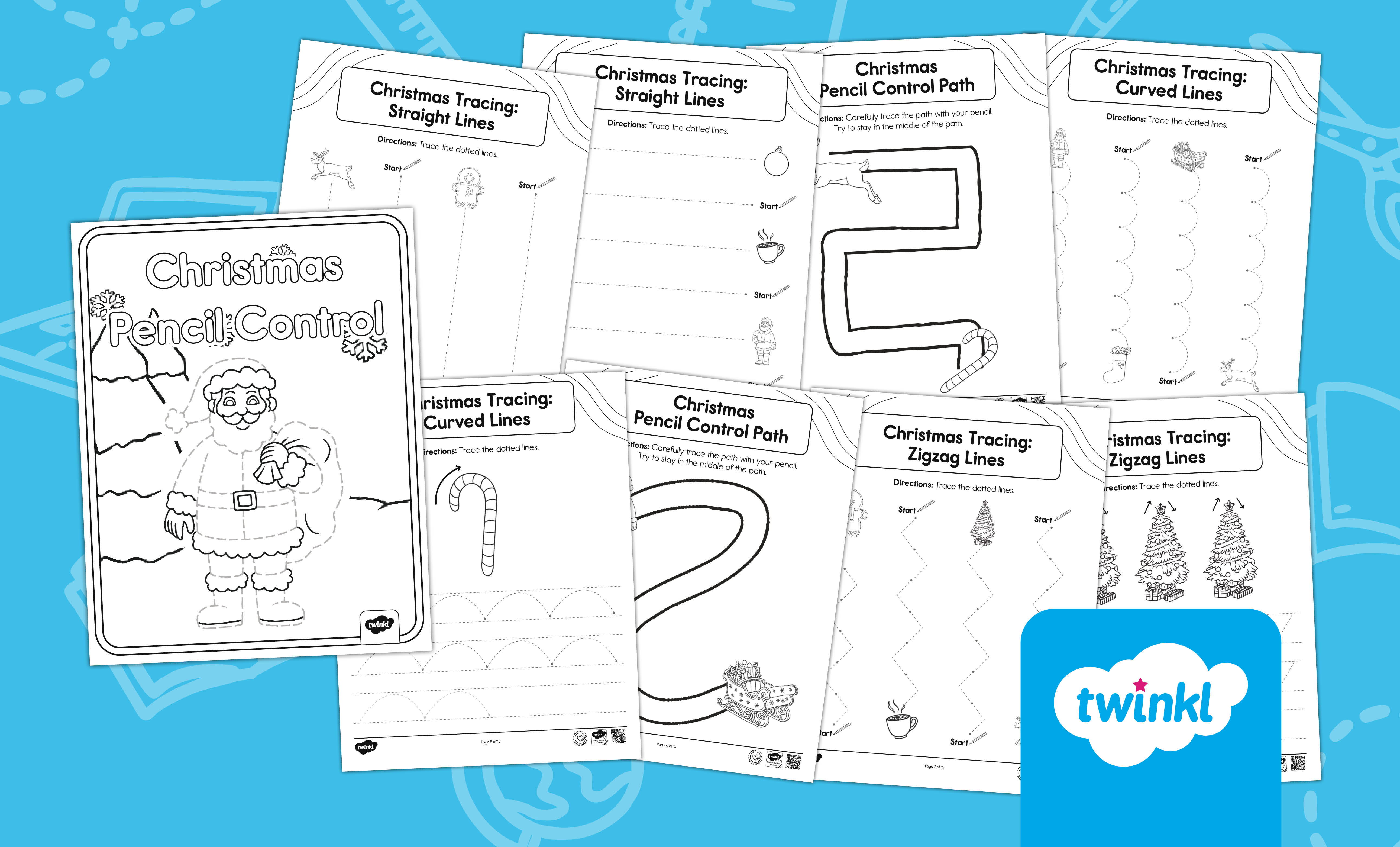 Christmas Pencil Control Activity Booklet for Early Childhood